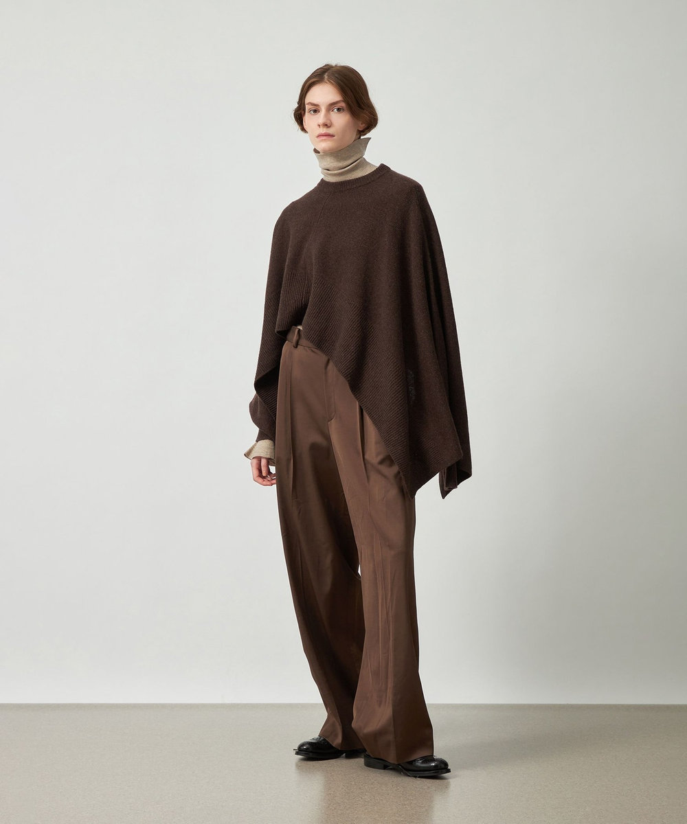 DÉPAREILLÉ WOOL SATIN TUCK PANTS / ウールサテンタックパンツ ブラウン