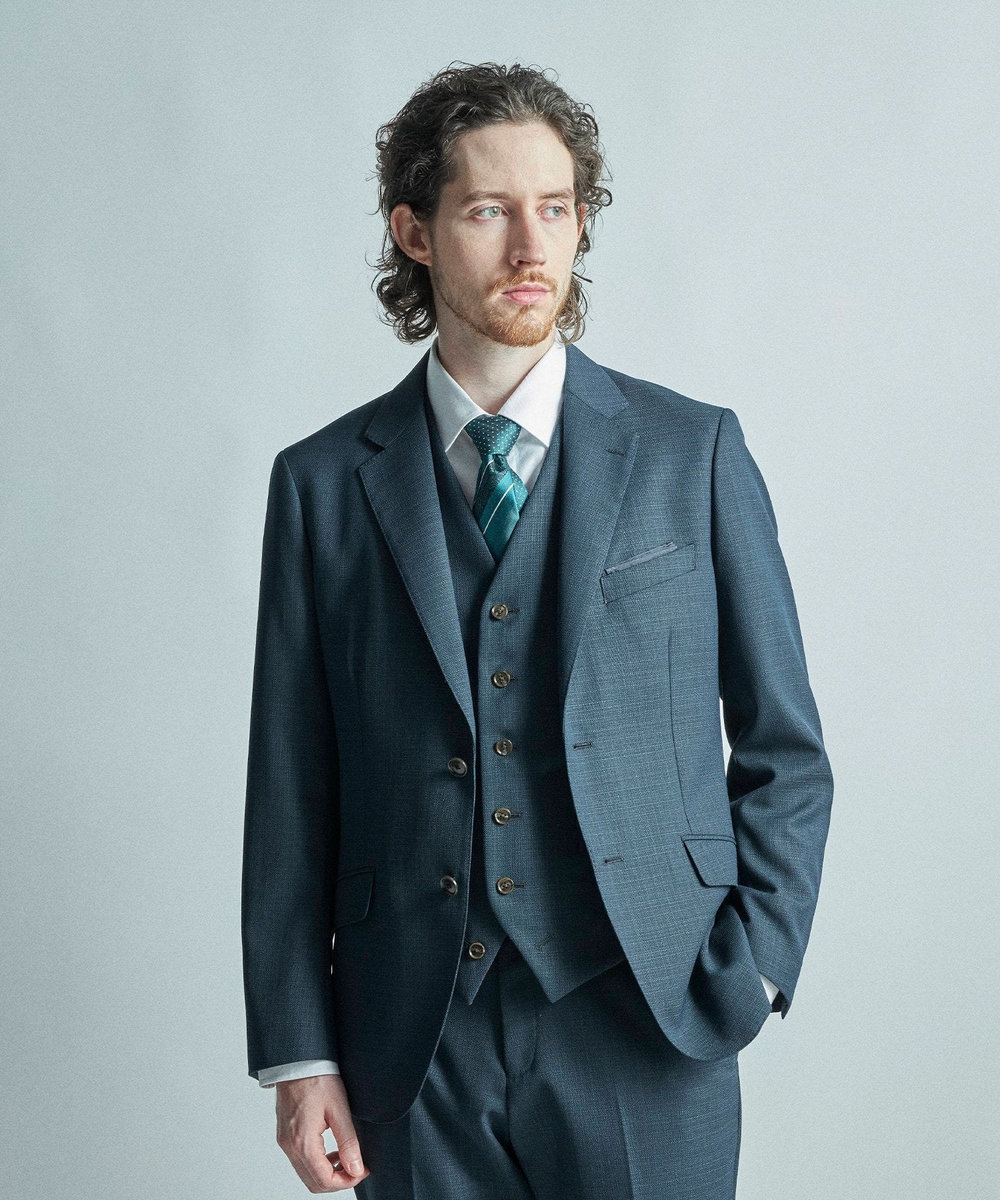 MEN'S BIGI ミックスヤーン/ホップサックテーラードジャケット グリーン