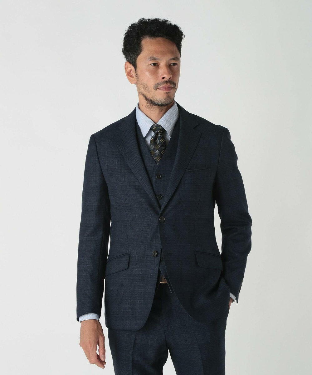 MEN'S BIGI ミックスヤーンブッチャーチェックジャケット ネイビー