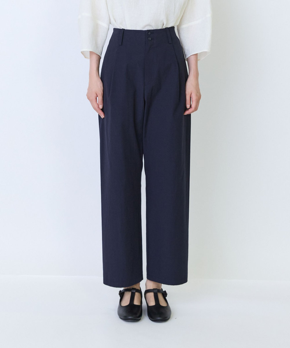 LOISIR コットンツイルテーパードパンツ ネイビー