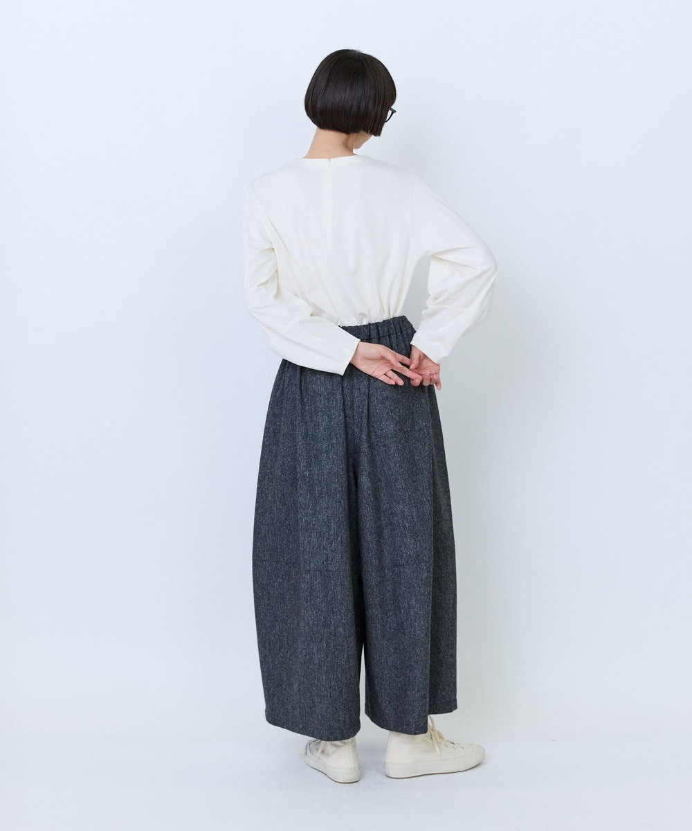 LOISIR ウール混ツイードボトルシルエットパンツ グレー系その他