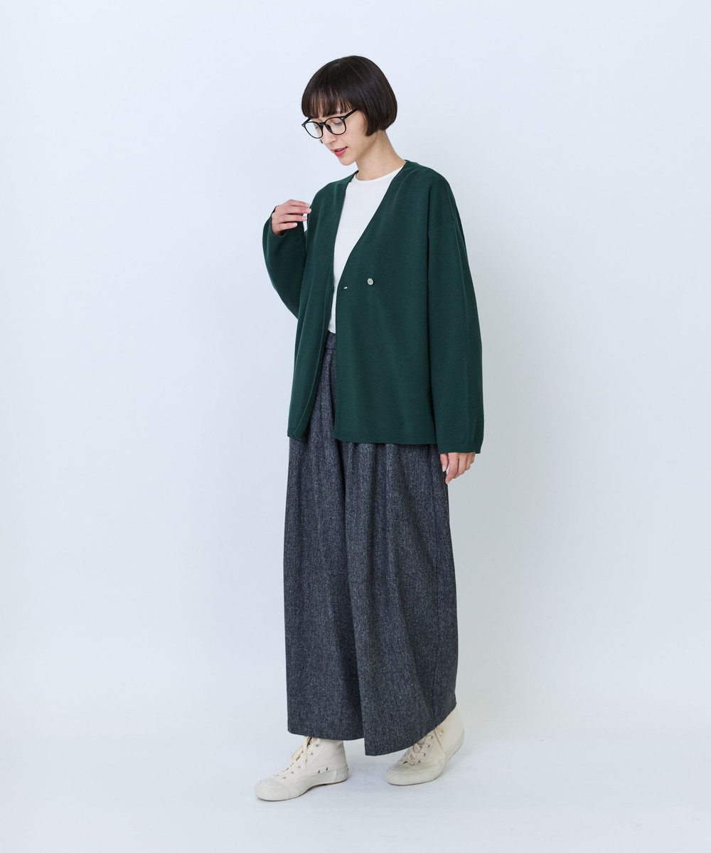 LOISIR ウール混ツイードボトルシルエットパンツ グレー系その他
