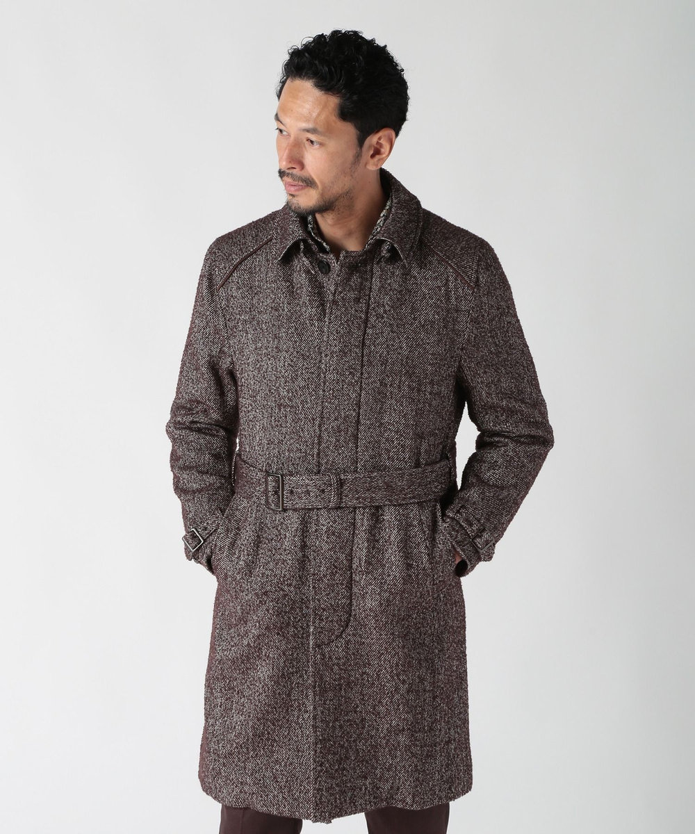 MEN'S BIGI トライスピンループツイードトレンチコート ボルドー
