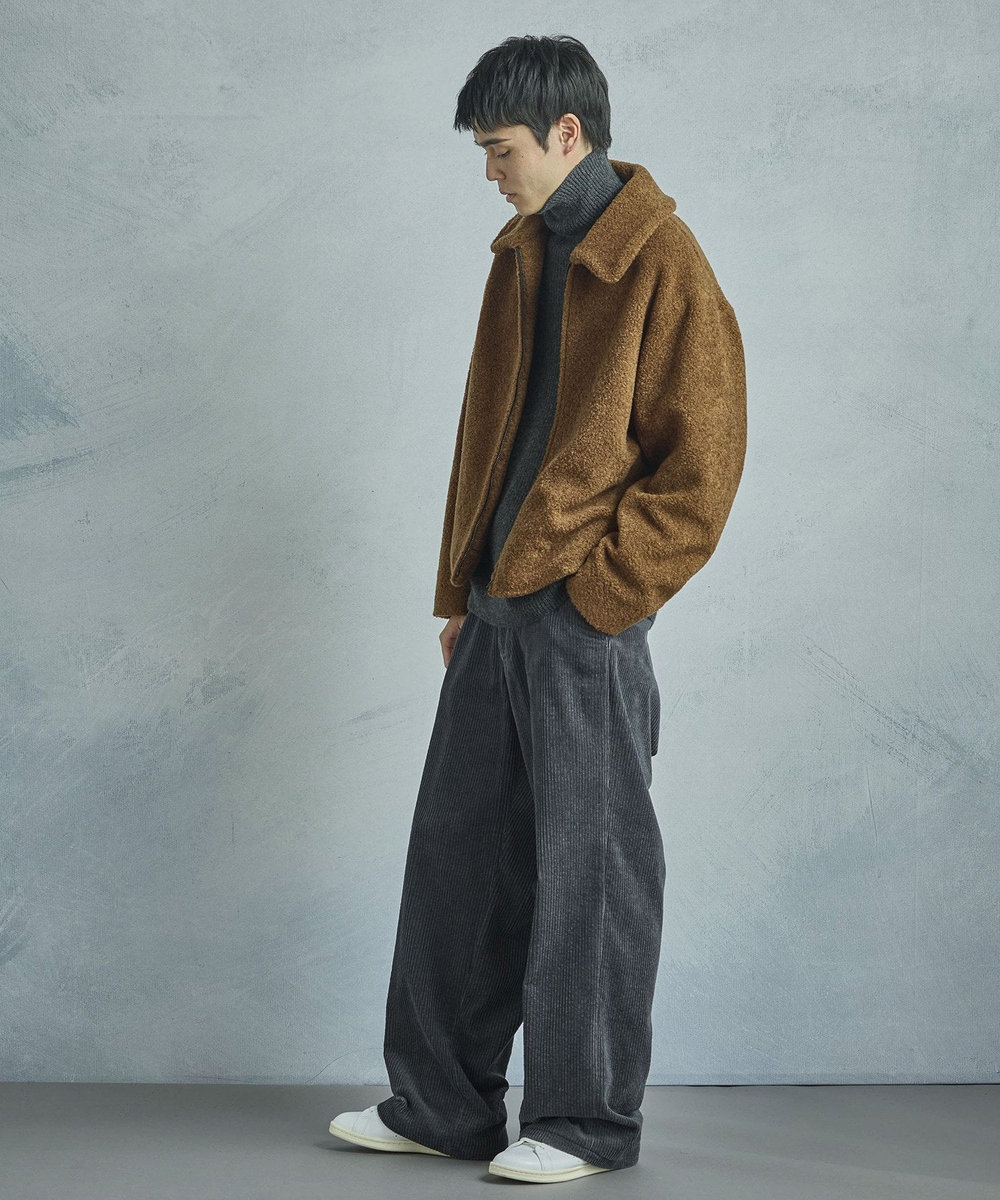 MEN'S BIGI 【50th Anniv . 菊池武夫】WOOL BLEND BOA PILE BLOUSON ブラウン