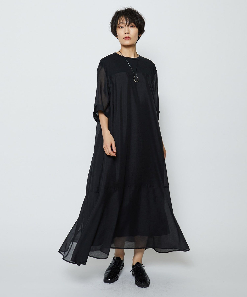 feerique シアーボイル×天竺ワンピース ブラック