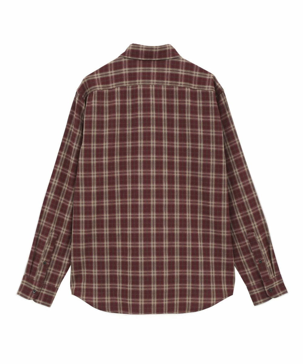 MEN'S BIGI ドビーチェックカジュアルシャツ ワイン