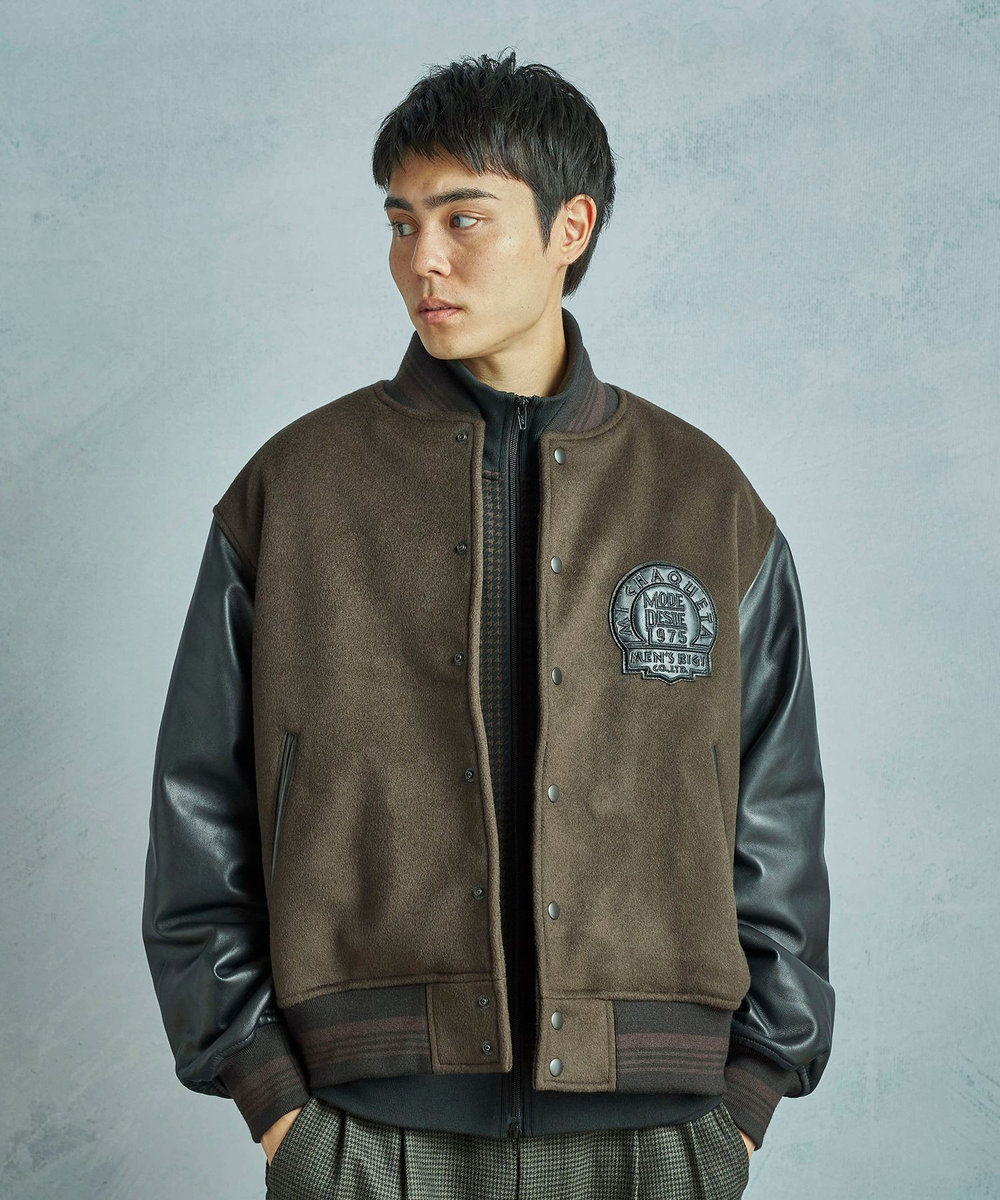 MEN'S BIGI 【50th Anniv . 中田 慎介】WOOL MELTON STADIUM JAMPER ブラウン