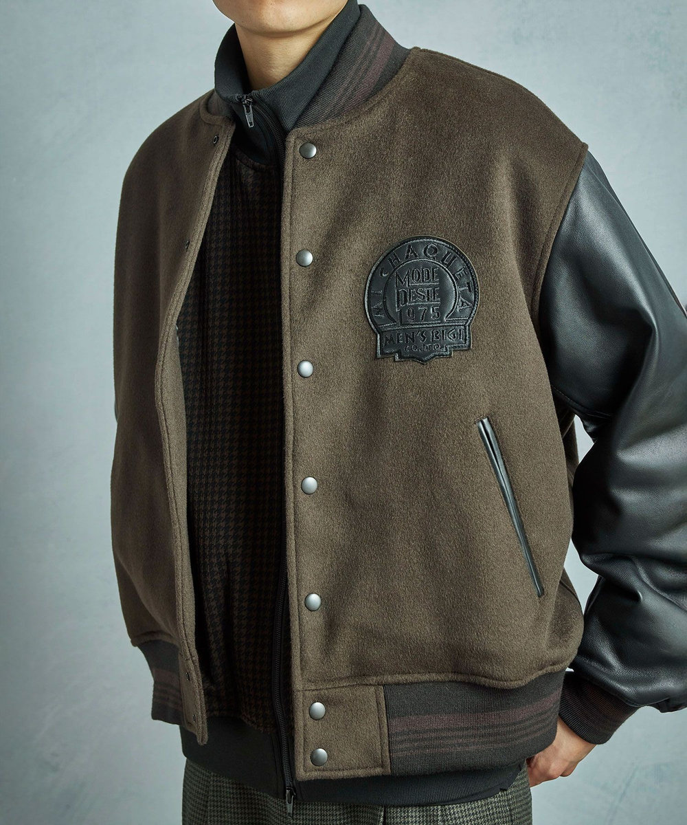 MEN'S BIGI 【50th Anniv . 中田 慎介】WOOL MELTON STADIUM JAMPER ブラウン