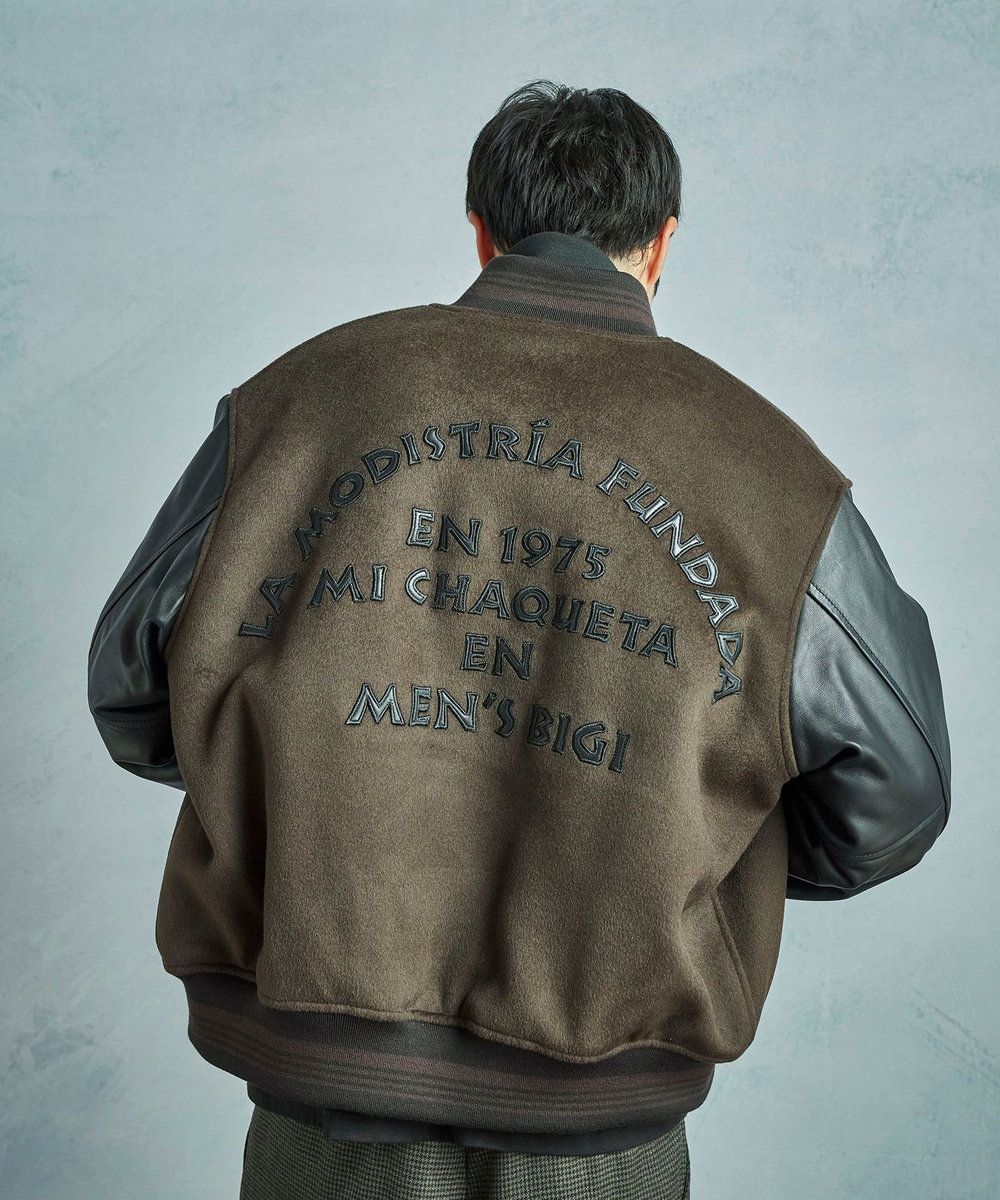 MEN'S BIGI 【50th Anniv . 中田 慎介】WOOL MELTON STADIUM JAMPER ブラウン