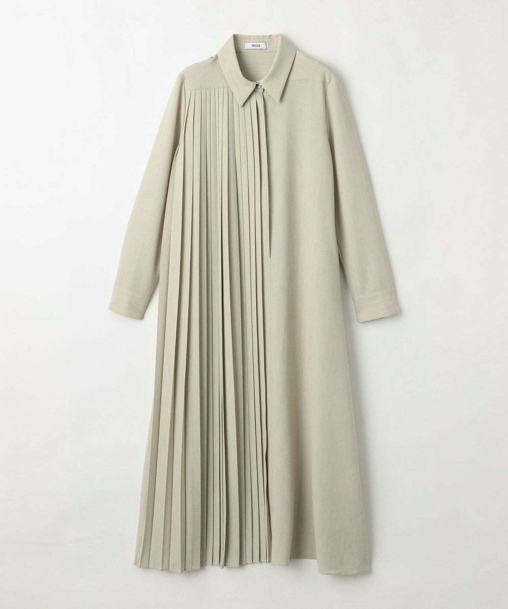 MOGA Collection MOGA Collection ストライプアシンメトリープリーツワンピース ベージュ