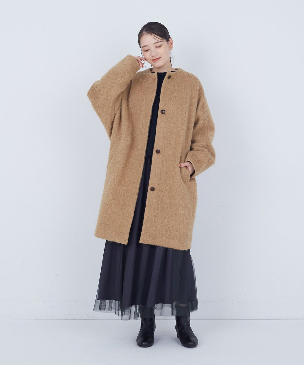 ADIEU TRISTESSE ノーカラーコート ベージュ