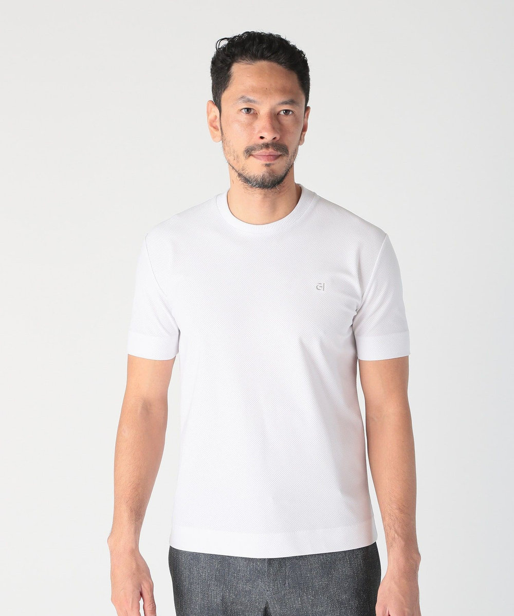MEN'S BIGI 【COLE HAAN/コール ハーン】別注 ハニカムジャージ素材ジャケットTEE<抗菌/UVカット/4WAYストレッチ> ホワイト
