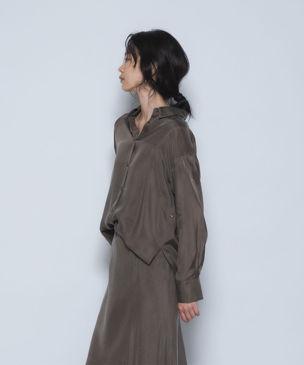 1er Arrondissement キュプラフィブリルレギュラーカラーシャツ モカ