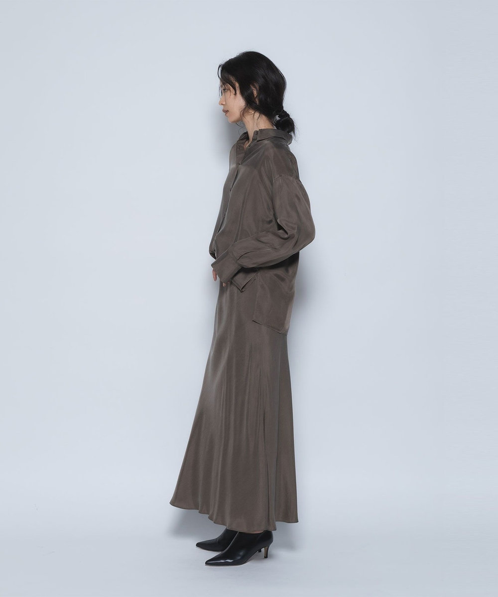 1er Arrondissement キュプラフィブリルレギュラーカラーシャツ モカ