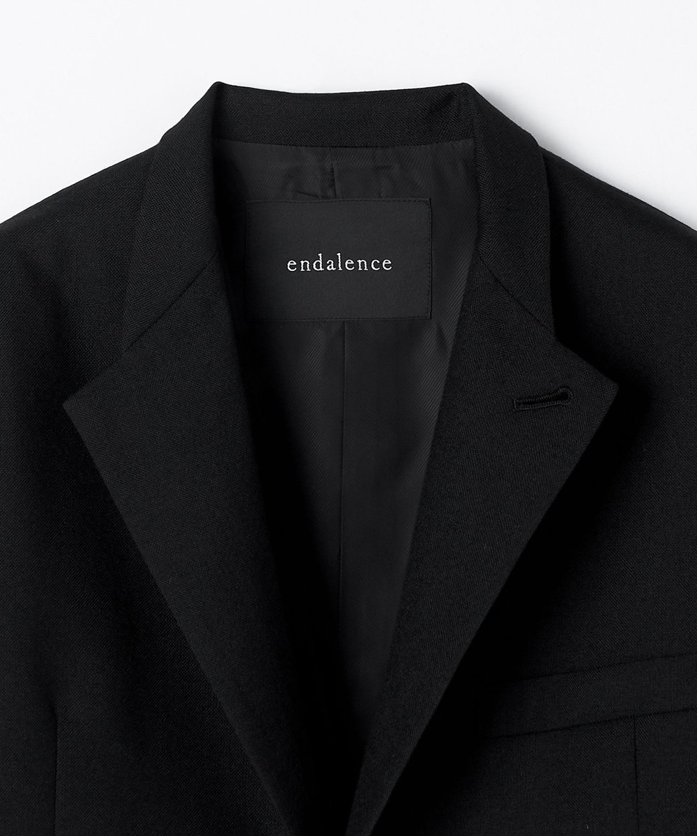 endalence チェビオットウールボックスショートジャケット ブラック