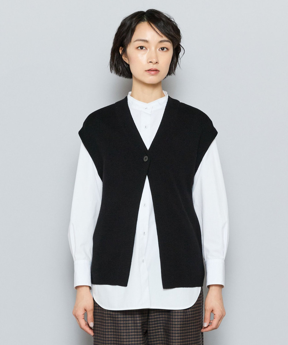 L'EQUIPE GREEN ECOキュプラウールニットジレ ブラック
