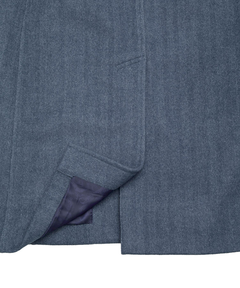 MEN'S BIGI Super140ウールヘリンボーンビーバー スタンドカラーコート ブルー