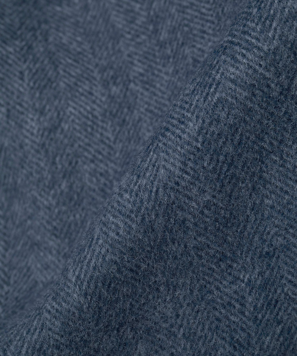 MEN'S BIGI Super140ウールヘリンボーンビーバー スタンドカラーコート ブルー