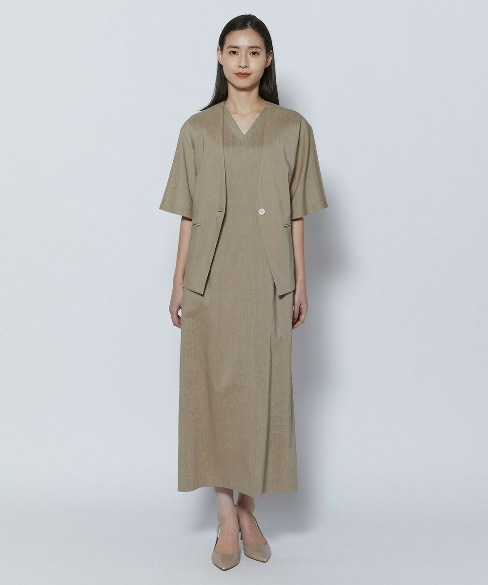 L'EQUIPE COUTURIER ファインリネンクロスワンピース モカ