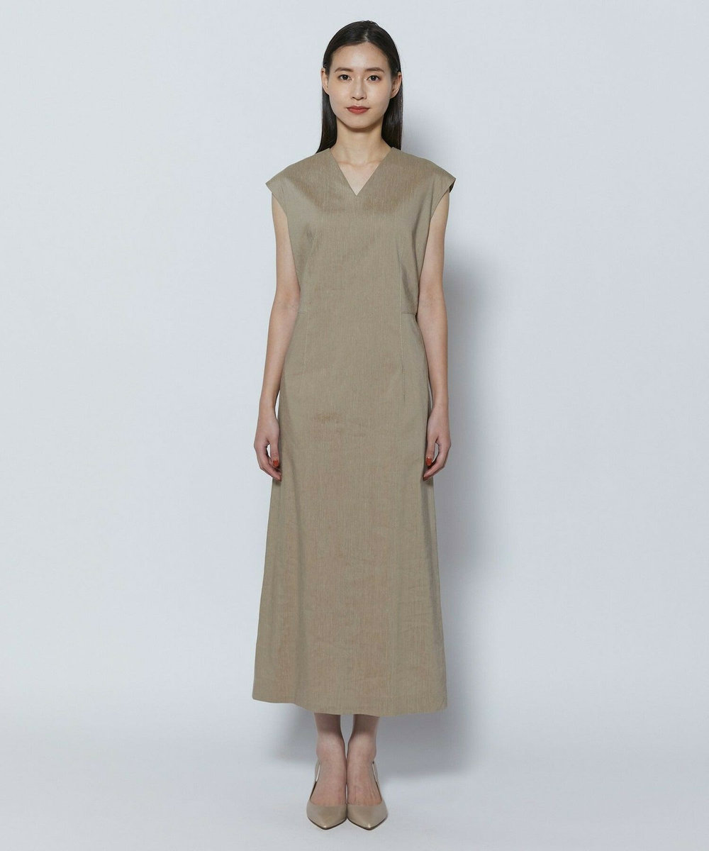 L'EQUIPE COUTURIER ファインリネンクロスワンピース モカ