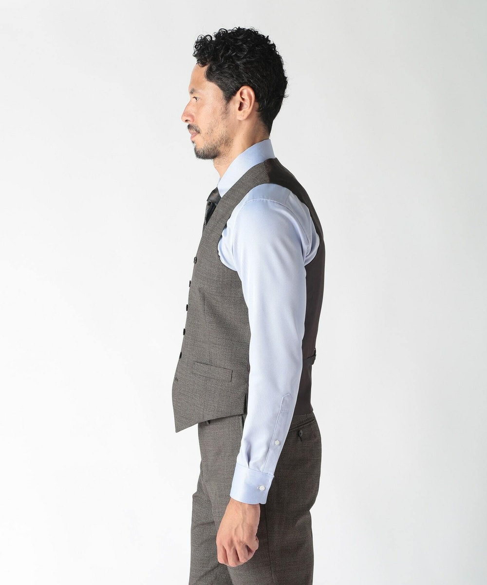 MEN'S BIGI ウールメランジ千鳥格子ベスト＜セットアップ＞ ブラウン