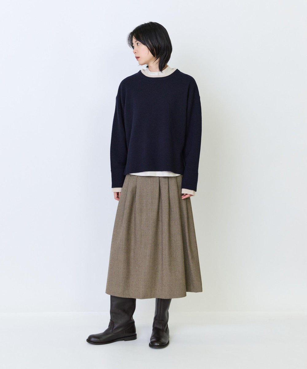 LOISIR ウールタックディテールスカート チェック
