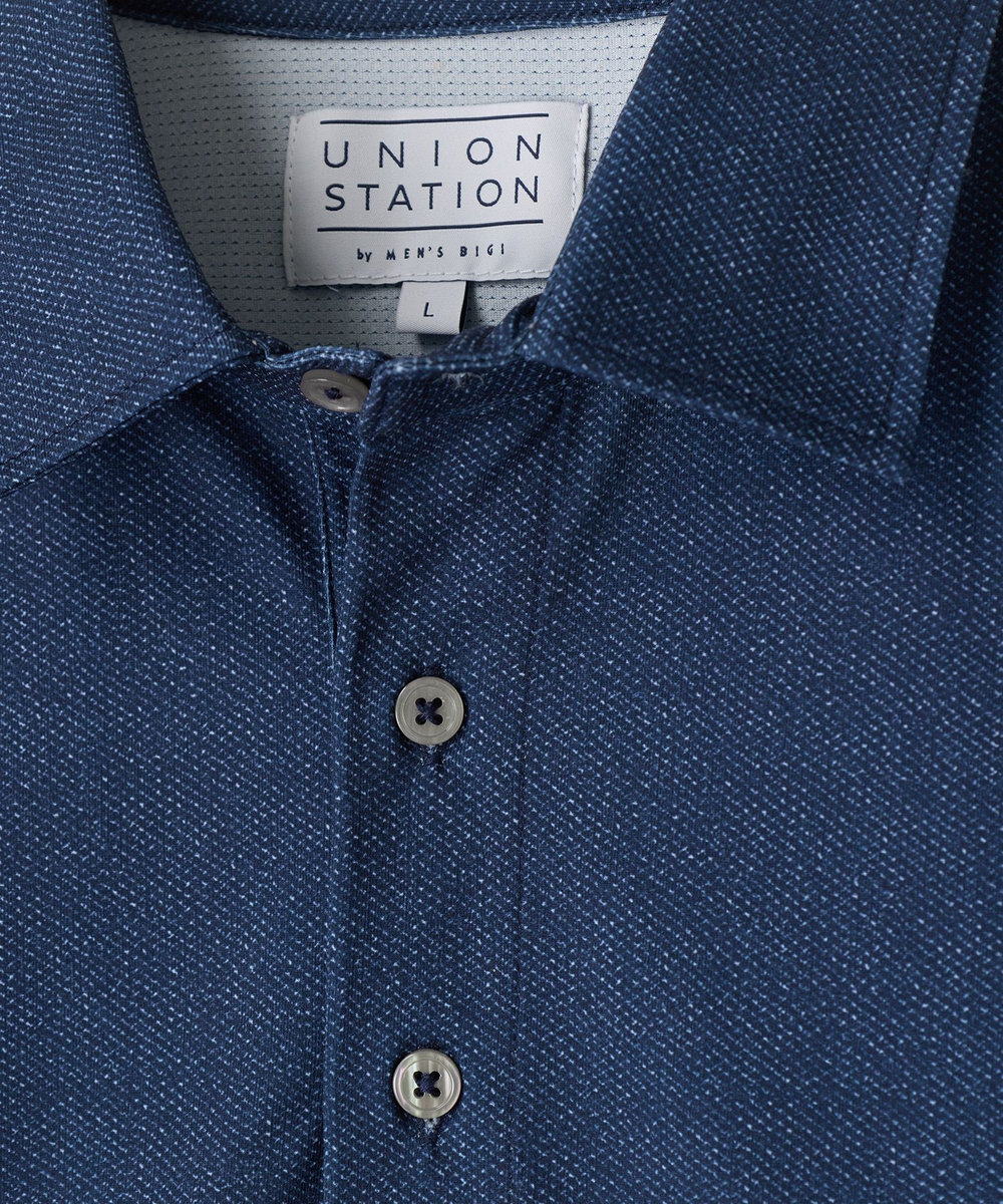 UNION STATION ドットメッシュプリントポロシャツ＜ストレッチ・軽量・ハンドウォッシャブル・通気性＞ ネイビー