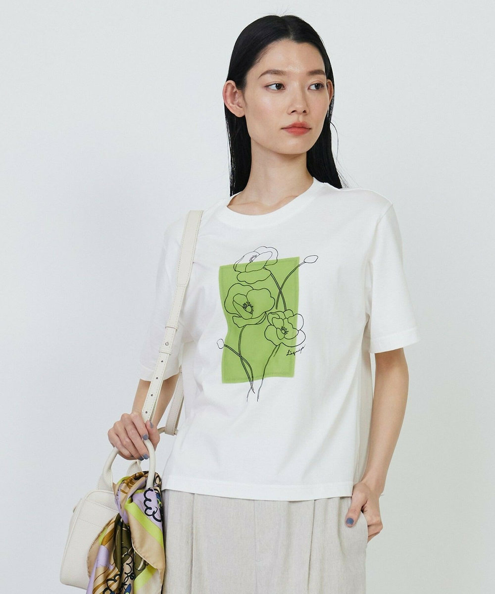 L'EQUIPE Lサイズ（大きいサイズ） 【大きいサイズ】オーバープリントTシャツ ホワイト
