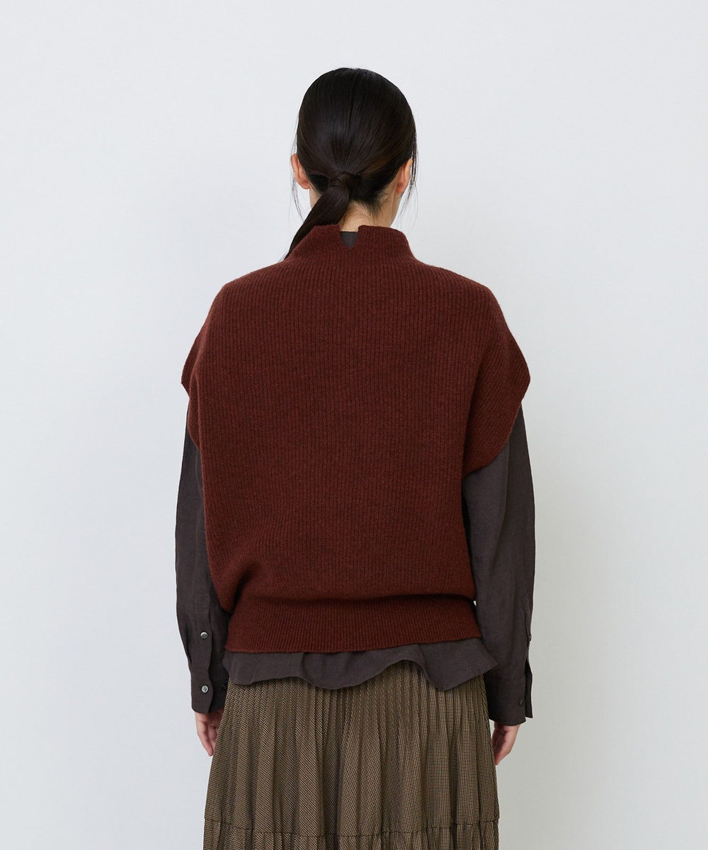 LOISIR ラムウール片畦ベスト ブラウン系その他