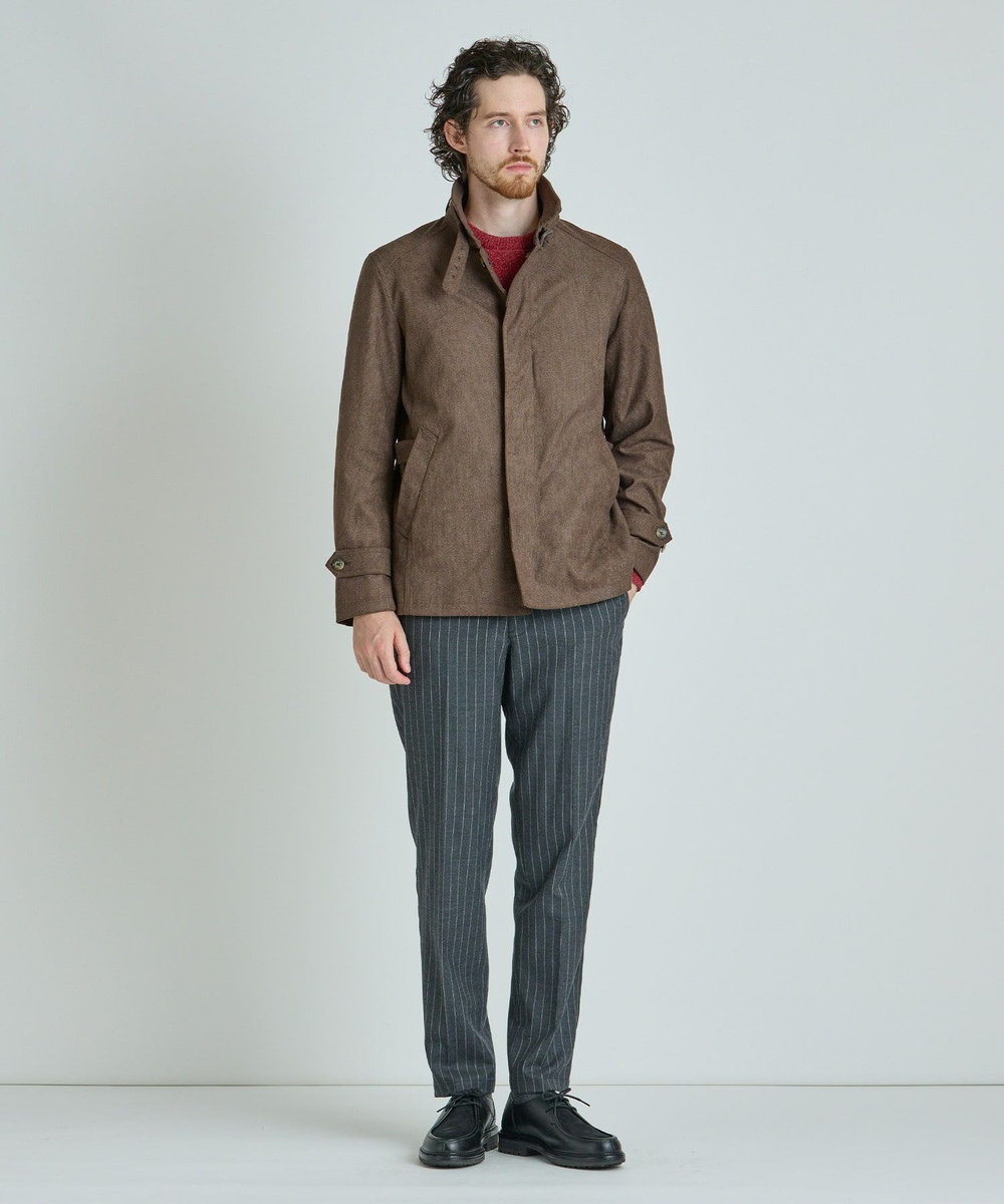 MEN'S BIGI ヘリンボーンプリント スタンドカラーブルゾン＜ストレッチ＞ ブラウン系その他