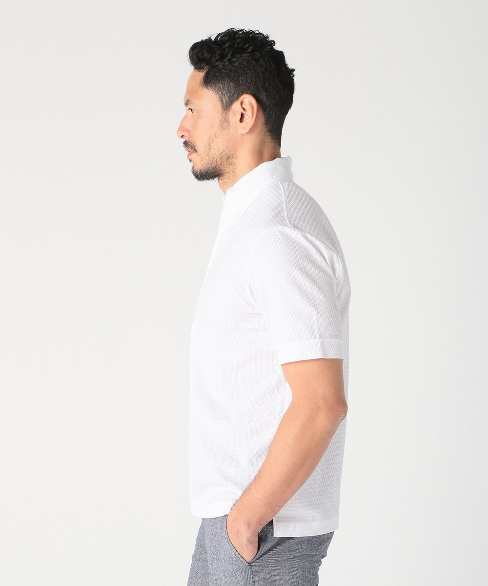 MEN'S BIGI 【ACTIVE TAILOR】サッカー織りポロシャツ<COOL MAX/吸水速乾> ホワイト