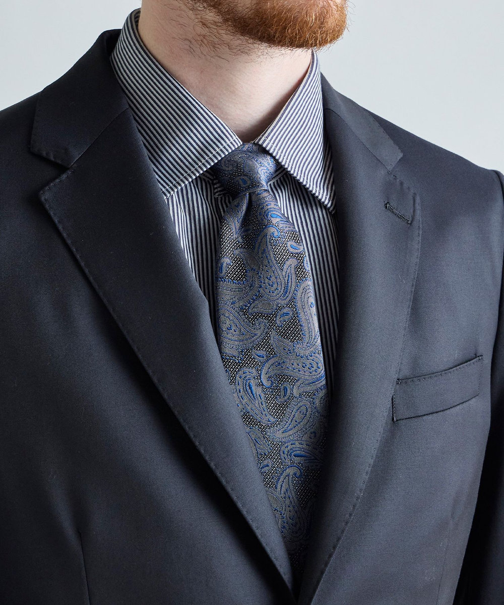 MEN'S BIGI 【TIE YOUR TIE /タイユアタイ】配色ペイズリー柄ネクタイ ネイビー