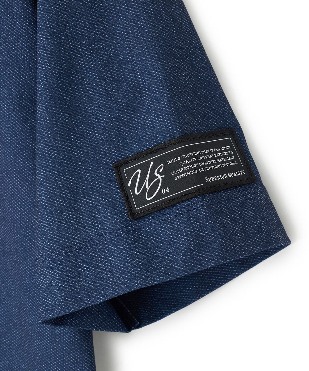 UNION STATION ドットメッシュプリントモックネックTシャツ＜ストレッチ・軽量・ハンドウォッシャブル・通気性＞ ネイビー