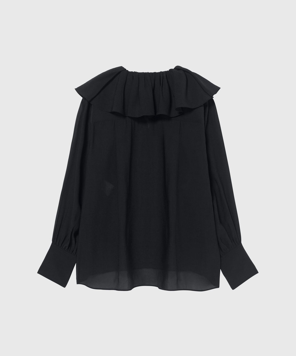 DÉPAREILLÉ SILKY RUFFLE BLOUSE / シルキーラッフルブラウス チャコールグレー