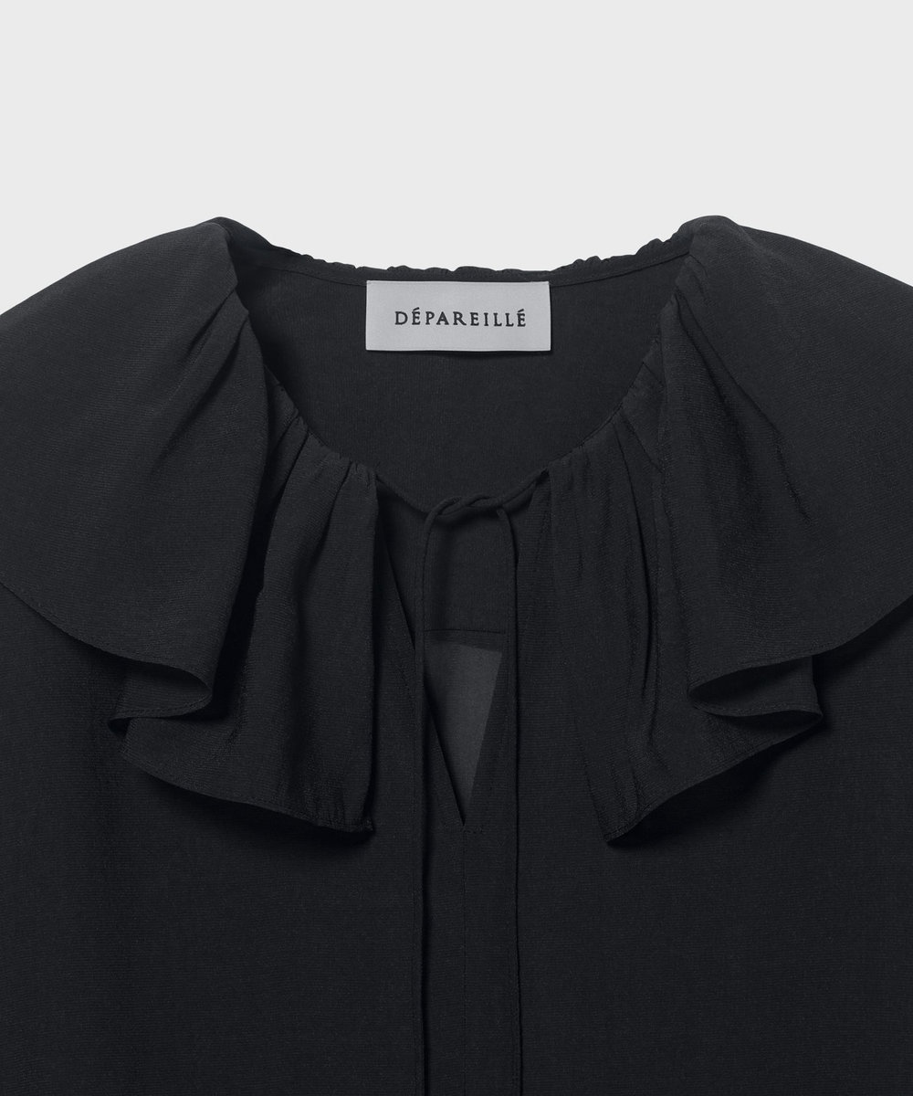 DÉPAREILLÉ SILKY RUFFLE BLOUSE / シルキーラッフルブラウス チャコールグレー