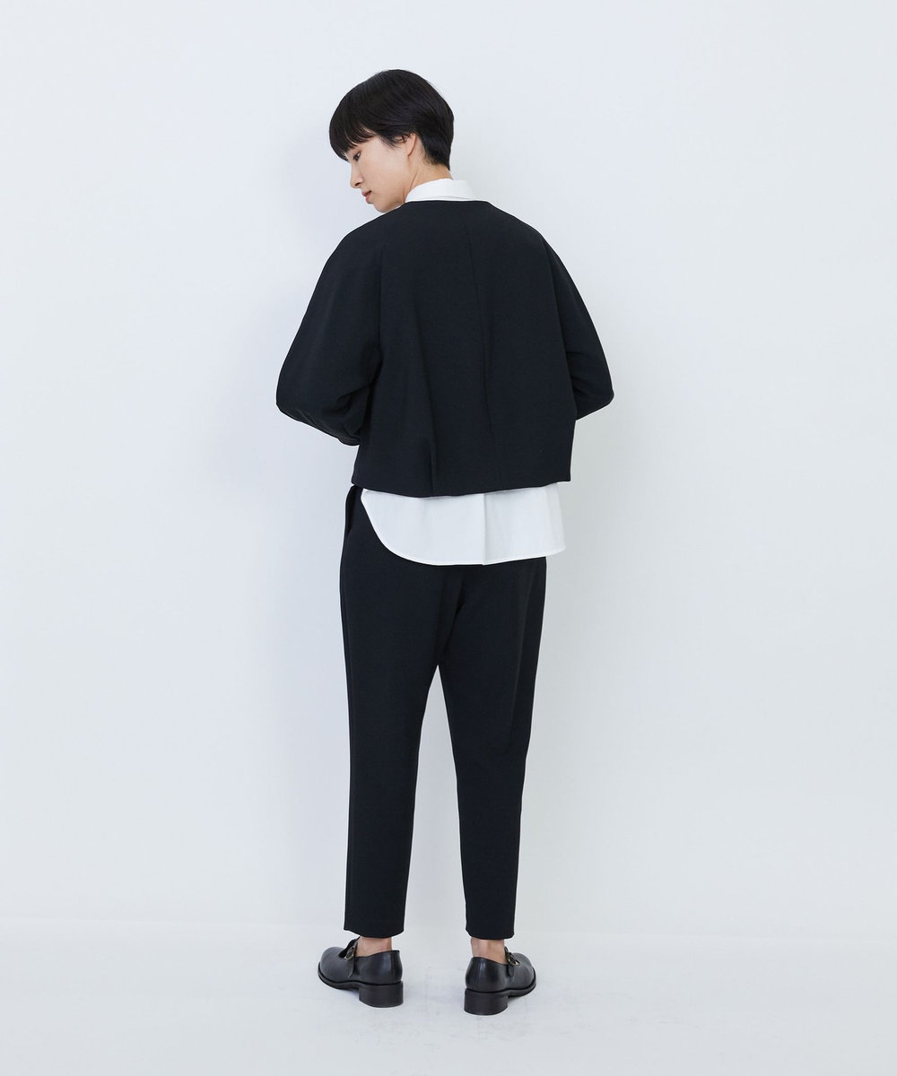 LOISIR エコダブルクロスノーカラージャケット ブラック