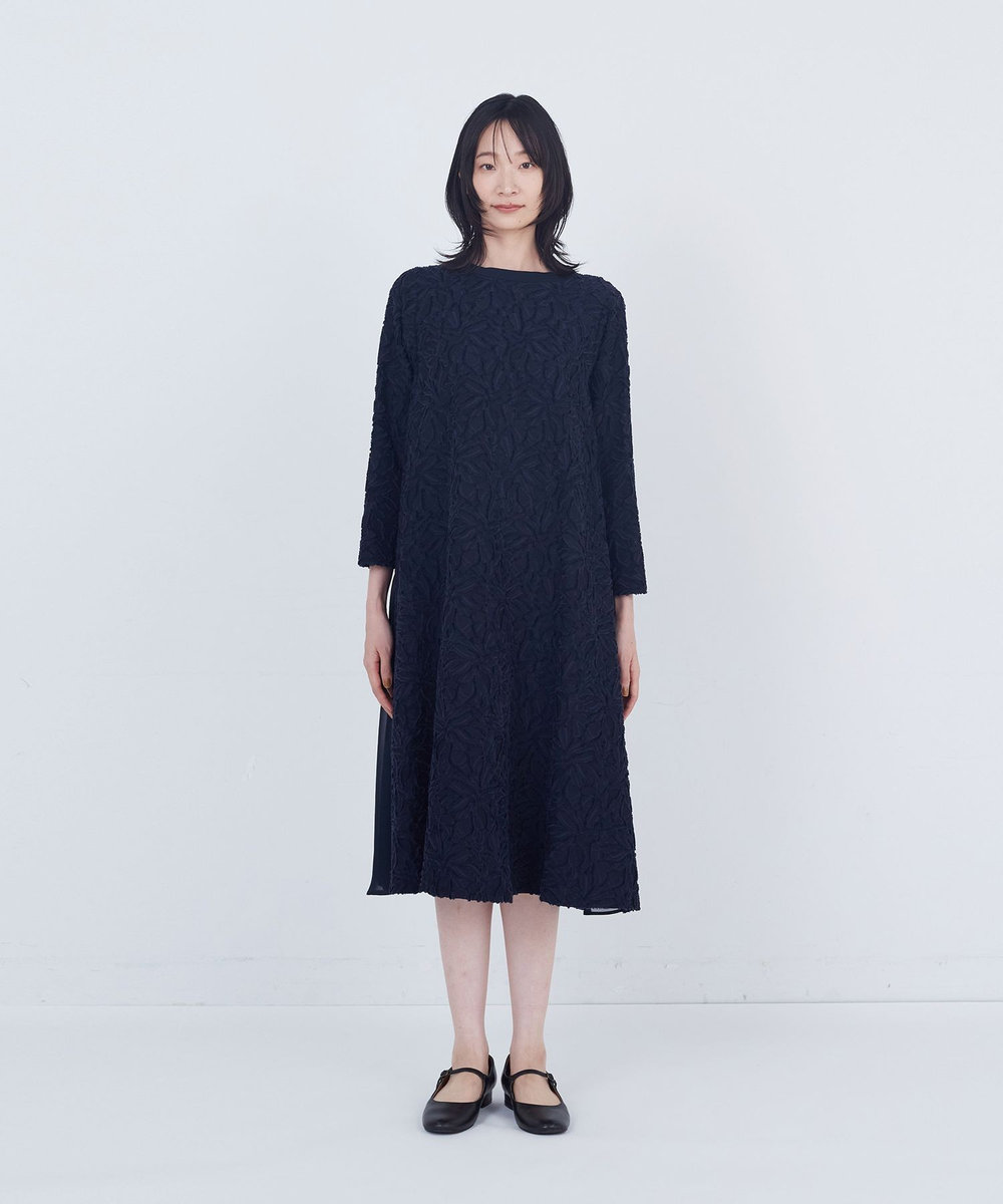 ADIEU TRISTESSE カットジャカードワンピース ネイビー