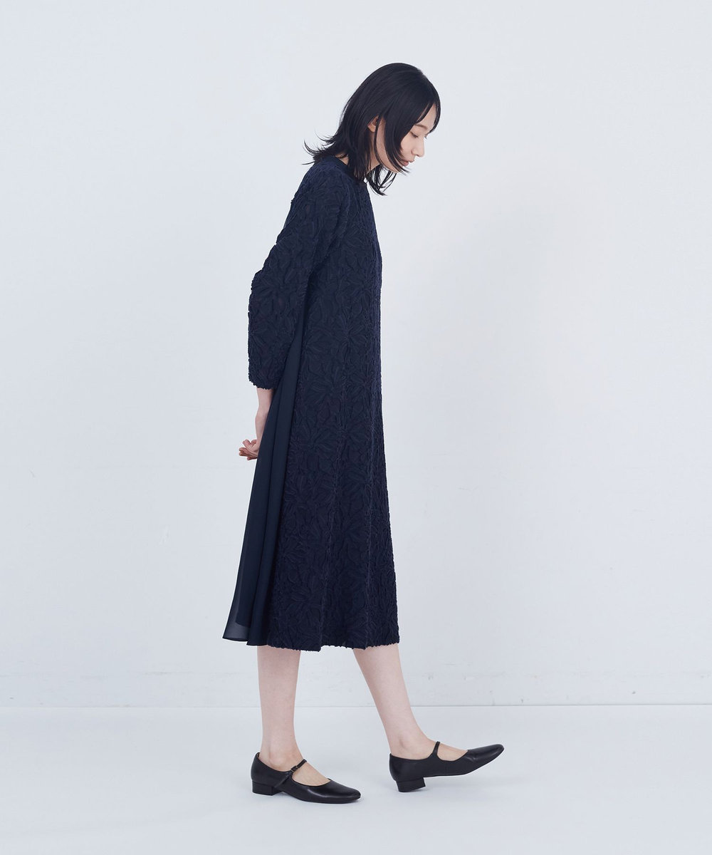 ADIEU TRISTESSE カットジャカードワンピース ネイビー