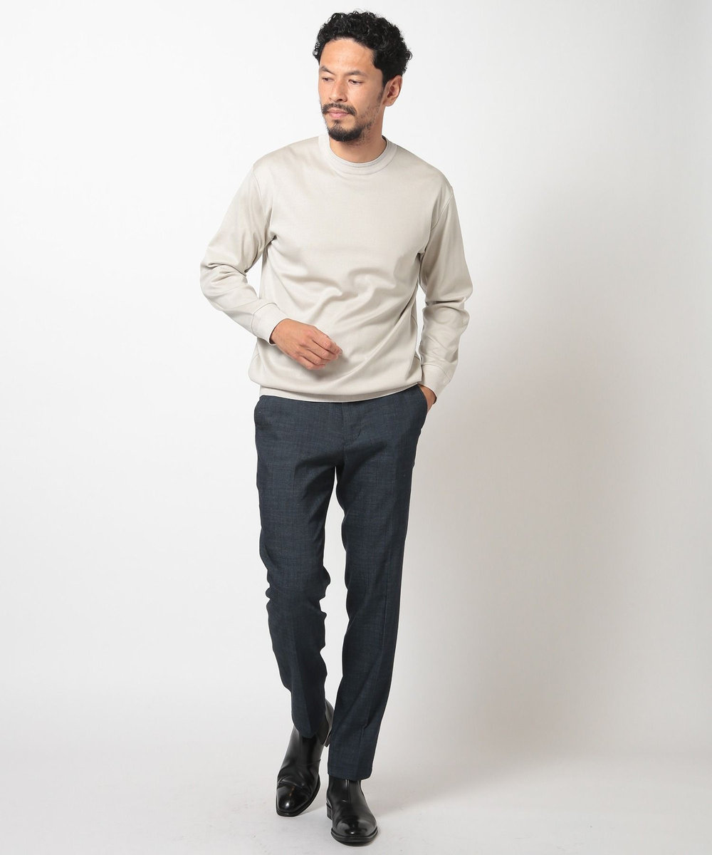 MEN'S BIGI スラブデイム調ロイヤルオックスシャンブレースラックスパンツ ネイビー