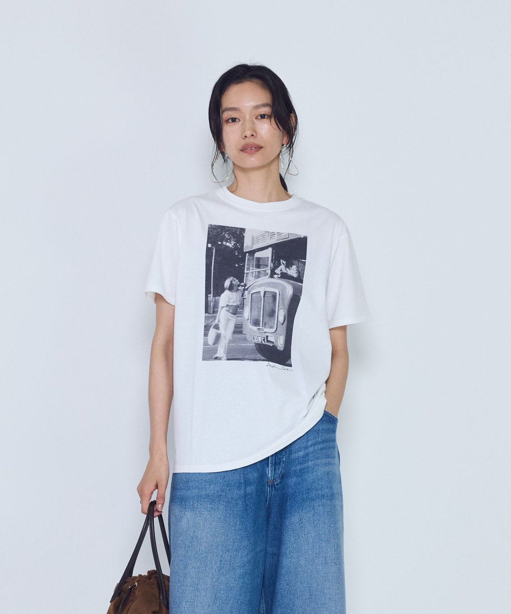 1er Arrondissement ＜COUTURE D'ADAM（クチュール ド アダム）＞“Jane&Serge with Double Decker"T-シャツ（Monochrome・White） ホワイト