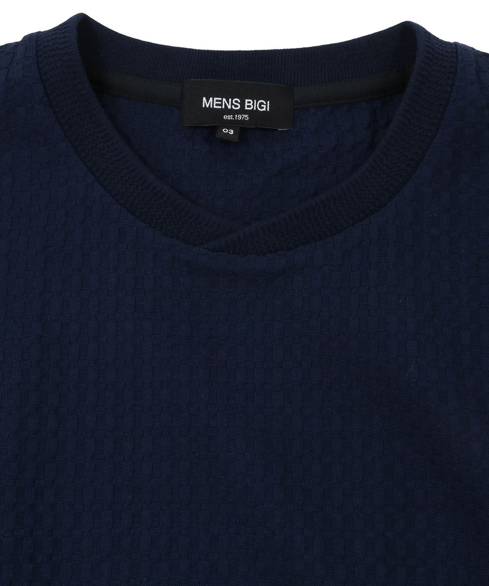 MEN'S BIGI リンクスジャカード半袖カットソー ネイビー