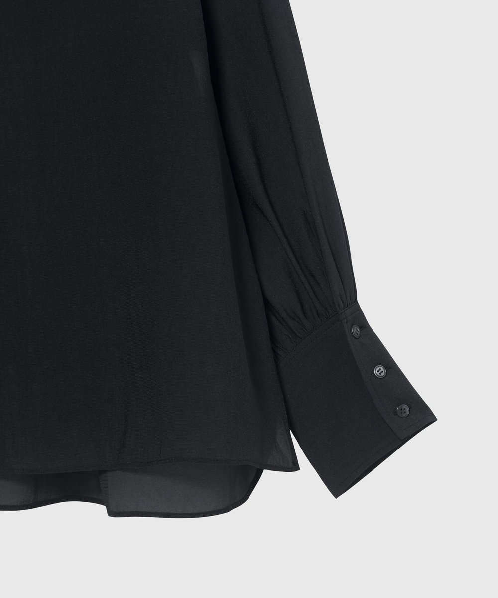 DÉPAREILLÉ SILKY RUFFLE BLOUSE / シルキーラッフルブラウス チャコールグレー