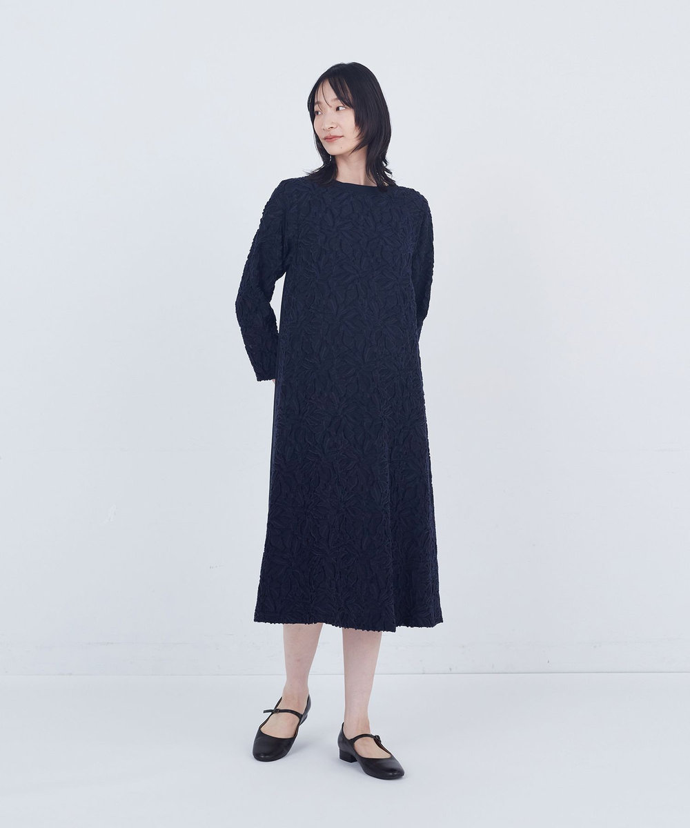 ADIEU TRISTESSE カットジャカードワンピース ネイビー