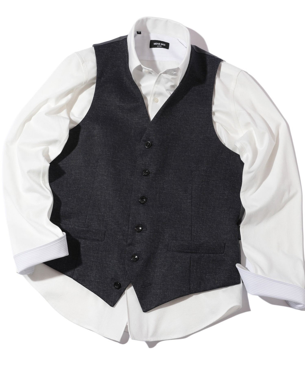 MEN'S BIGI 【ACTIVE TAILOR】エクストラTRジャージプリントベスト＜スリーピース対応＞ ネイビー