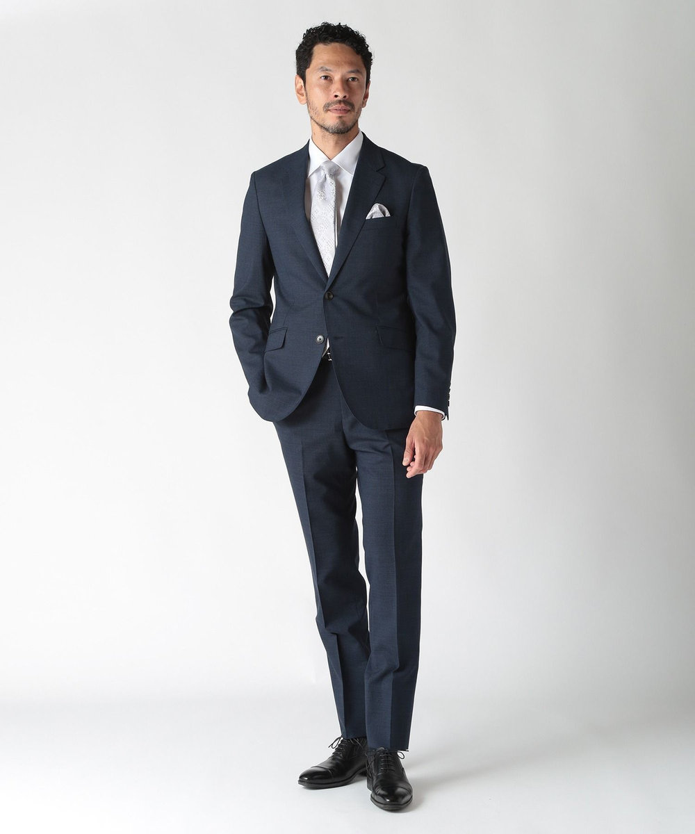 MEN'S BIGI ジオメトリック柄チーフ シルバー