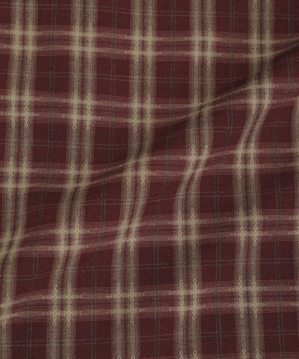 MEN'S BIGI ドビーチェックカジュアルシャツ ワイン