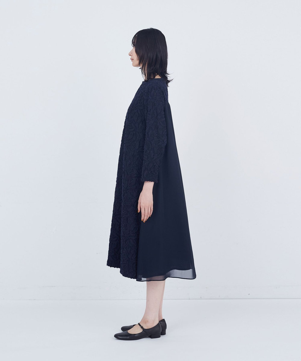 ADIEU TRISTESSE カットジャカードワンピース ネイビー