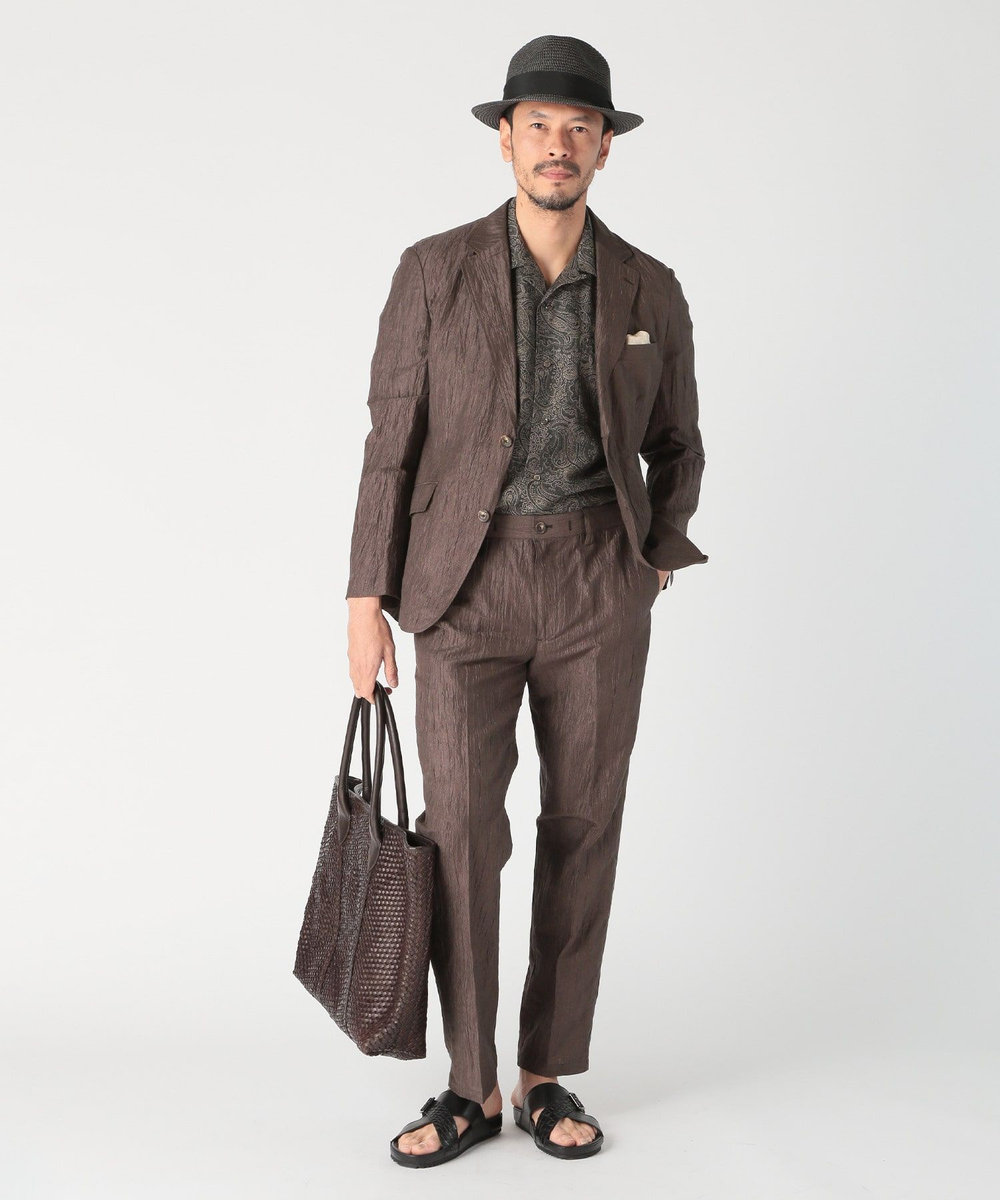 MEN'S BIGI 【HOLLINGWORTH COUNTRY OUTFITTERS】編み込みレザートートバッグ ブラウン