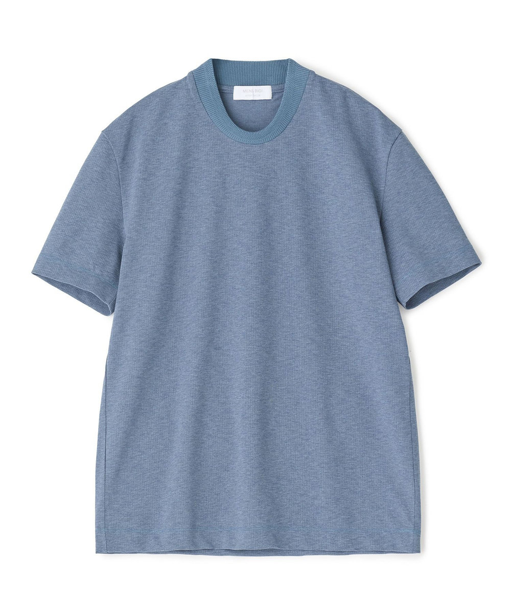 MEN'S BIGI 東レPrimeflex 麻調ドットメッシュ クルーネックTシャツ＜吸水速乾/通気性＞ ブルー