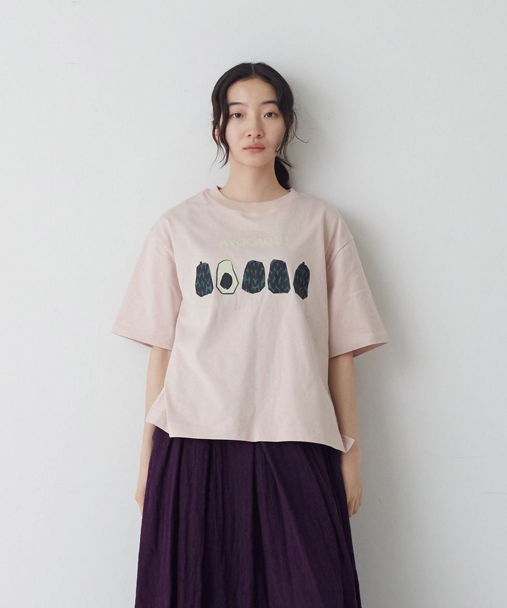 congés payés ADIEU TRISTESSE ベジタブルプリントTシャツ ピンク